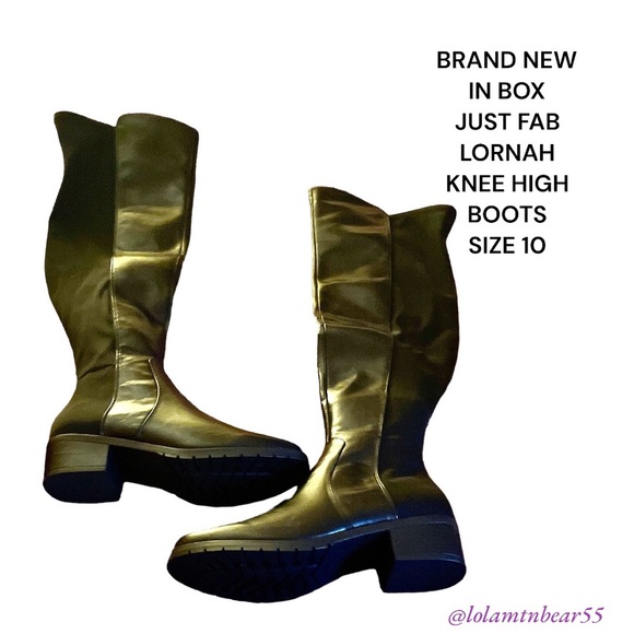 BRAND NEW JUST FAB KNEE HIGH BLK BOOTS-SOFT SILKY/STRETCH BACK & FLAT HEEL-SZ 10 - Picture 4 of 16